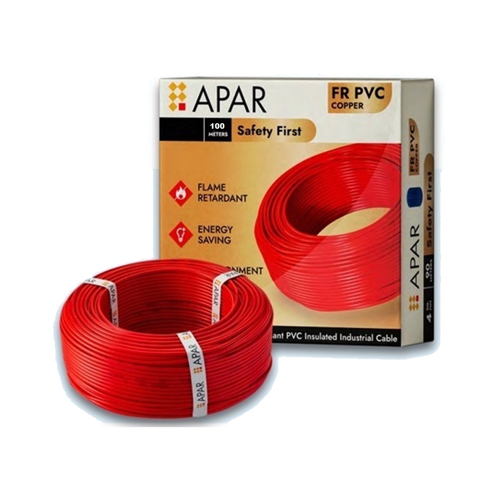 APAR shakti EBXL HR FR PVC Wire 90m [0.50 sq. mm, Red]